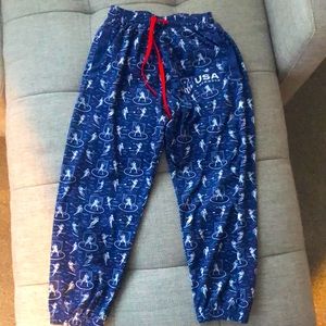 USA lacrosse Boys Pajama Pants. Blue w White Lacrosse pajama. Youth Medium 8-10